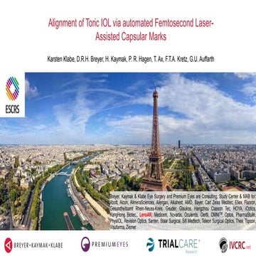 Alignment of Toric IOL via automated Femtosecond Laser-Assisted Capsular Marks