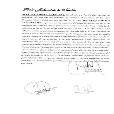 PASO 2021  - Escrutinio definitivo en Mendoza