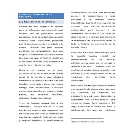 Escuela Computadores Y Sociedad