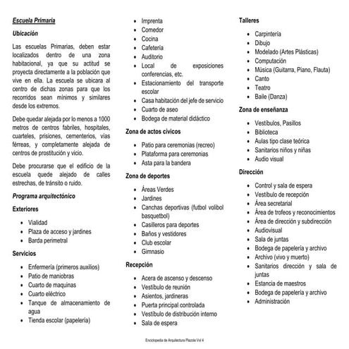 Programa Arquitectónico de una Escuela Primaria