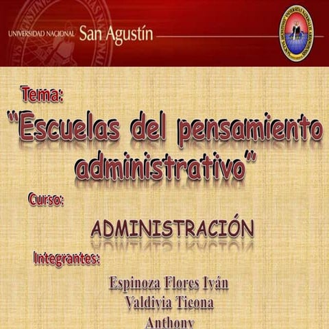 ESCUELAS DE ADMINISTRACION - REPRESENTANTES, HISTORIA, CARACTERISTICAS