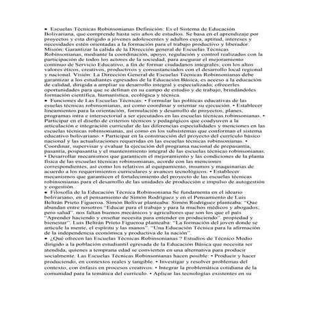 Escuelas técnicas robinsonianas definición