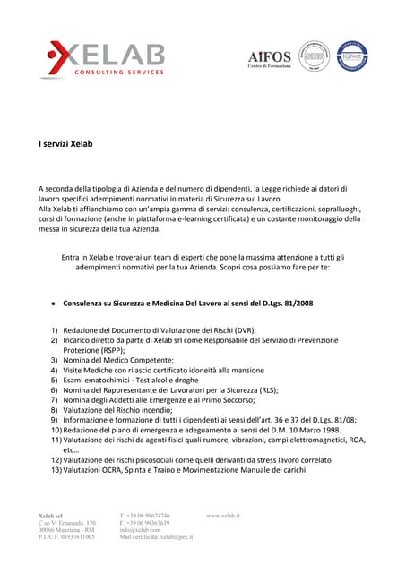 I servizi Xelab Consulting Services 