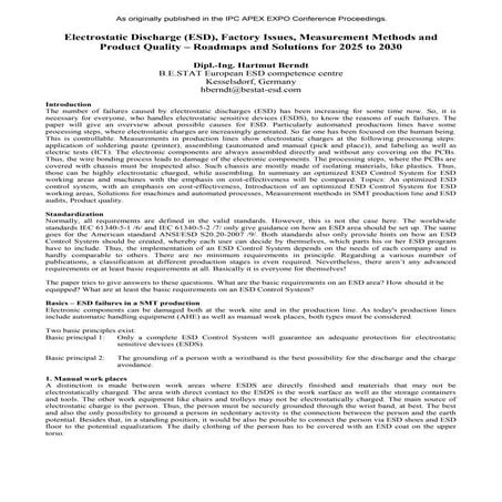 Esd, factory issues, measurement methods &amp; product quality –