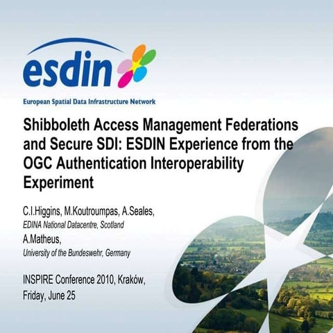Shibboleth Access Management Federations and Secure SDI: ESDIN Experience 