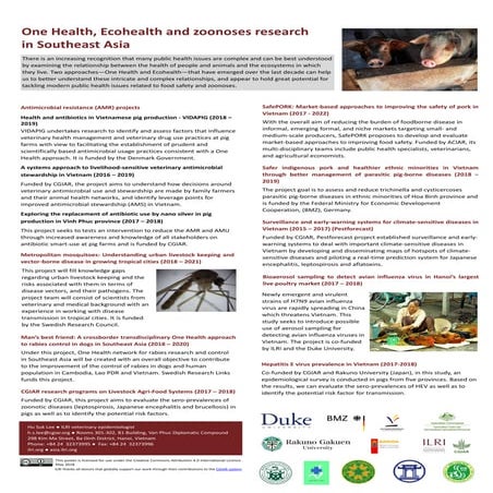 One Health, Ecohealth and zoonoses research in Southeast Asia