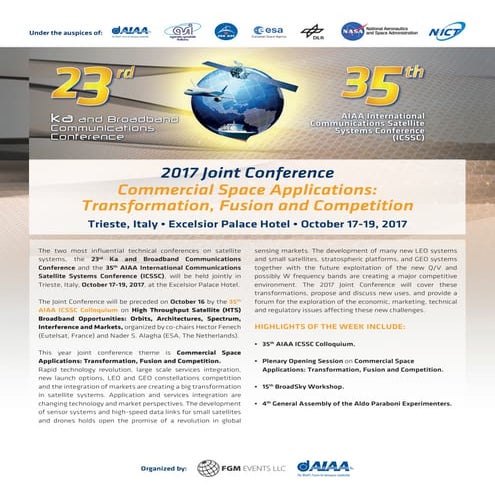 2017 Ka-band and AIAA ICSSC Joint Conference -Trieste