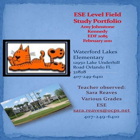 Ese field study portfolio amy johnstone kennedy