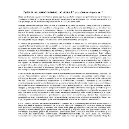 Es el mundo verde, o es azul