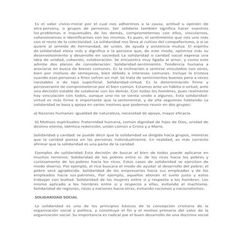 EL VALOR DE LA SOLIDARIDAD | PPTX