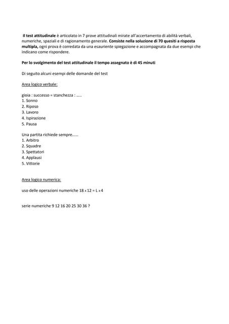 Esempio Di Test Attitudinale Universita Europea Di Roma