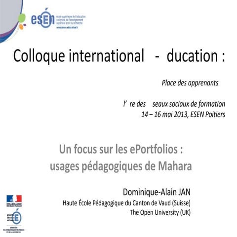 Un focus sur les ePortfolios : usages pÃ©dagogiques de Mahara