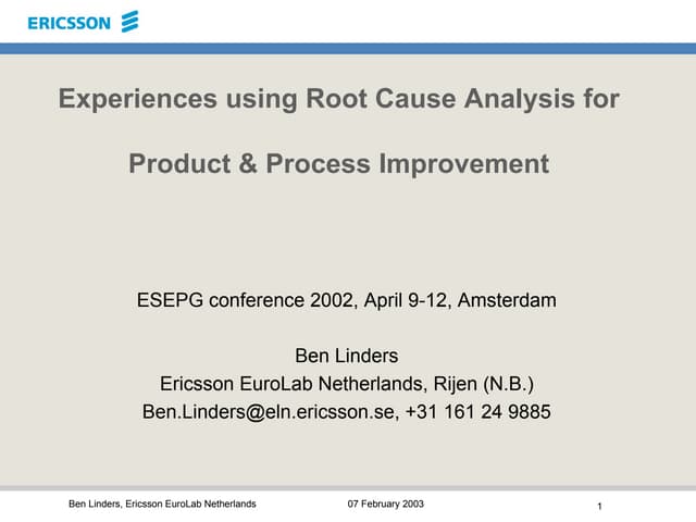 experiences using root cause analysis for improvement ben linders e