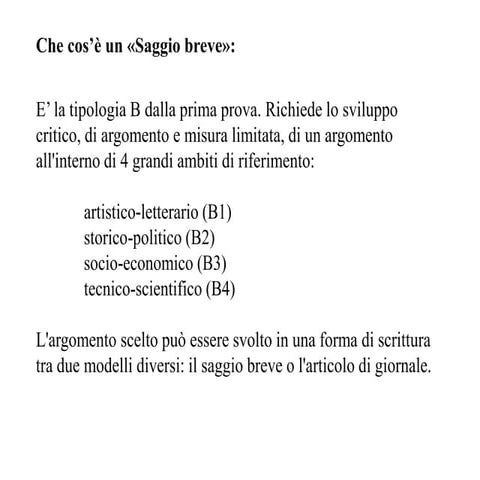 Esercitazione saggio breve | PPTX