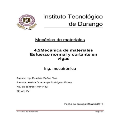 Esfuerzo normal y cortante en vigas