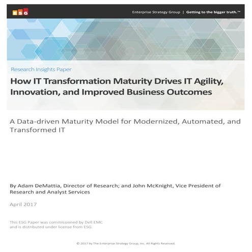 A Data-driven Maturity Model for Modernized, Automated, and Transformed IT
