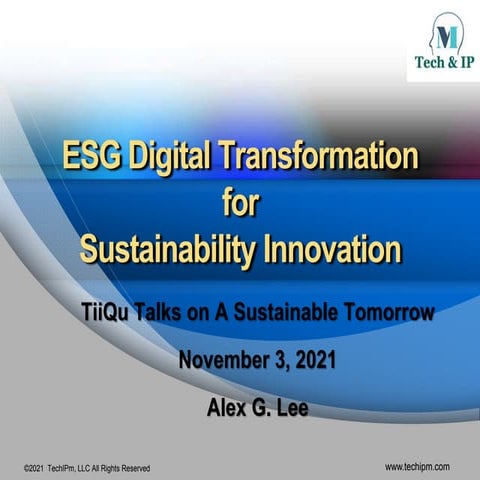 ESG Digital Transformation for Sustainability Innovation | PPTX