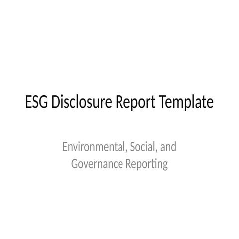 ESG Disclosure Report Template - Basic for small business | PPTX