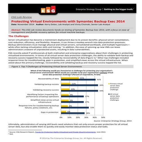 ESG Lab Review▶ Protecting Virtual Environments with Symantec Backup Exec 2014
