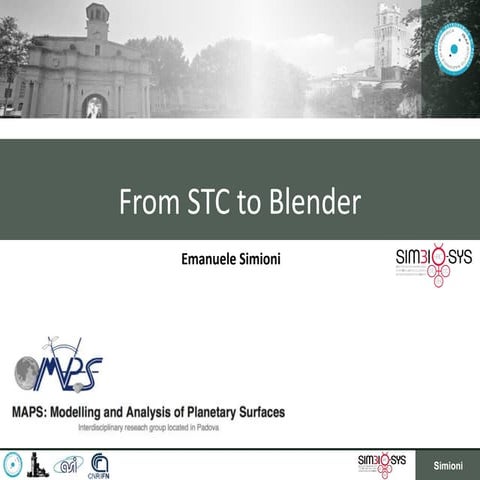 From STC (Stereo Camera onboard on Bepi Colombo ESA Mission) to Blender