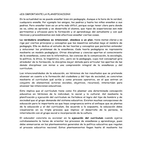 Es importante la planificacion
