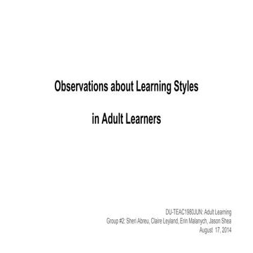 Observations of Adult Learners 