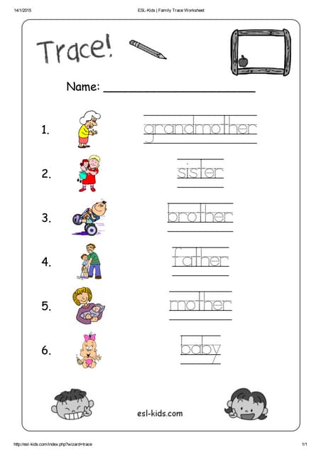 esl kids family multiple choice worksheet
