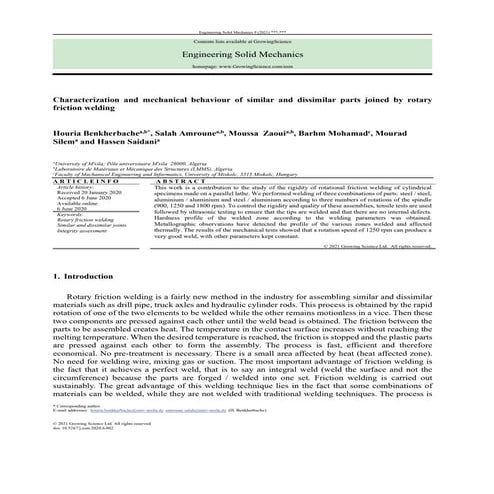 Characterization and mechanical behaviour of similar and dissimilar parts joi...