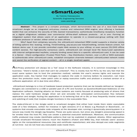 eSmartlock - an antipiracy dongle with integrated DRM functionalities