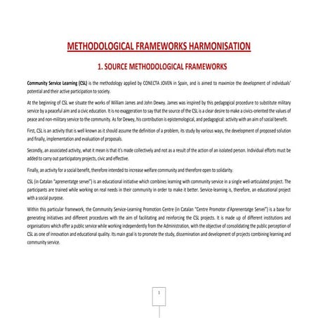 Methodological frameworks harmonisation