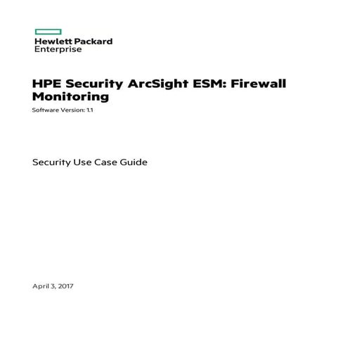 Firewall Monitoring 1.1 Security Use Case Guide	