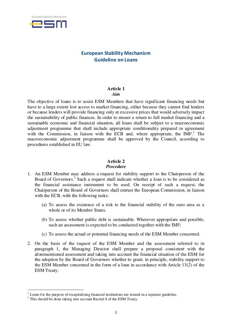 Esm guideline on loans