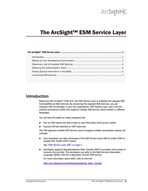 ESM v5.0 Service Layer Developer's Guide