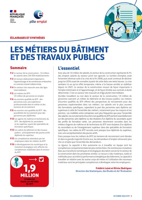 Les  métiers du bâtiment et des travaux publics