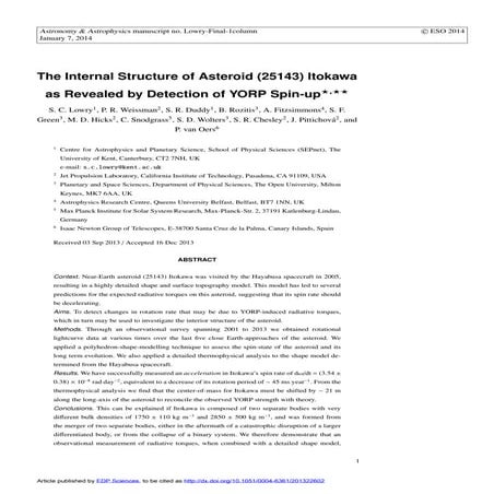 The Internal Structure of Asteroid (25143) Itokawa as Revealed by Detection o...