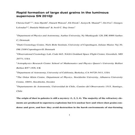 Rapid formation of large dust grains in the luminous supernova SN 2010jl