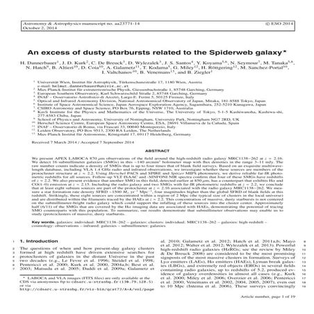An excess of dusty starbursts related to the Spiderweb galaxy