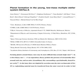 Planet formation in the young, low-...