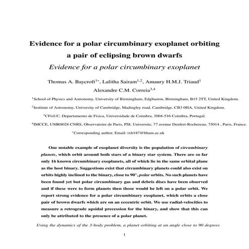Evidence for a polar circumbinary exoplanet orbiting a pair of eclipsing brown dwarfs