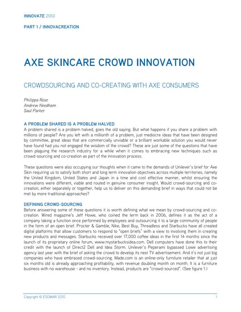 Esomar Axe Skincare Crowd Innovation