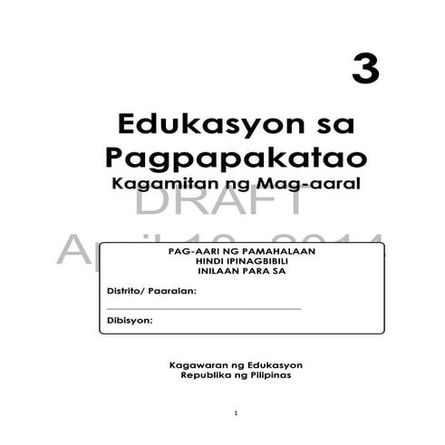 K TO 12 GRADE 3 LEARNER’S MATERIAL IN Edukasyon sa Pagpapakatao (EsP)