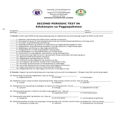 GRADE 2 ESP SECOND PERIODIC TEST