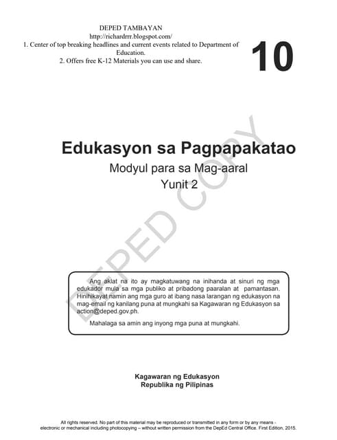 ESP Learners Module Grade 10 Unit 2