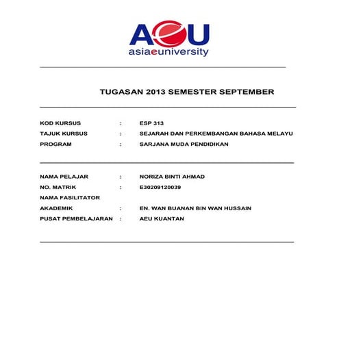 Esp313 tugasan noriza ahmad_e30209120039