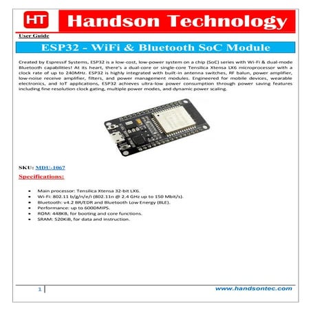 ESP32 WiFi & Bluetooth Module - Getting Started Guide | PDF
