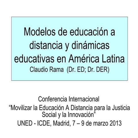 Modelos de educación a distancia y dinámicas educativas