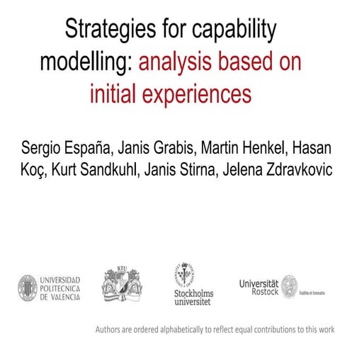 Strategies for capability modelling: analysis based on initial ...