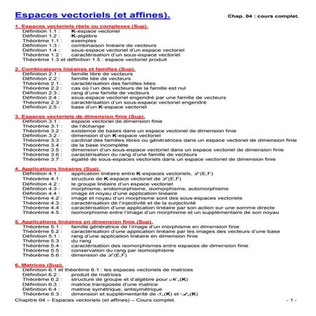 Espaces vectoriels_et_affines | PDF