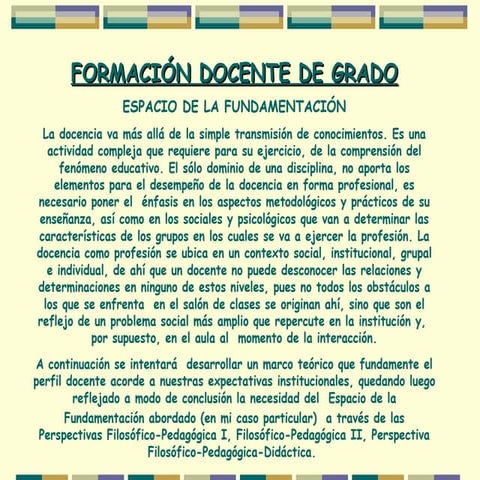 Espacio de la fundamentacion II