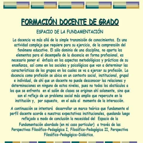 Espacio de la fundamentacion II